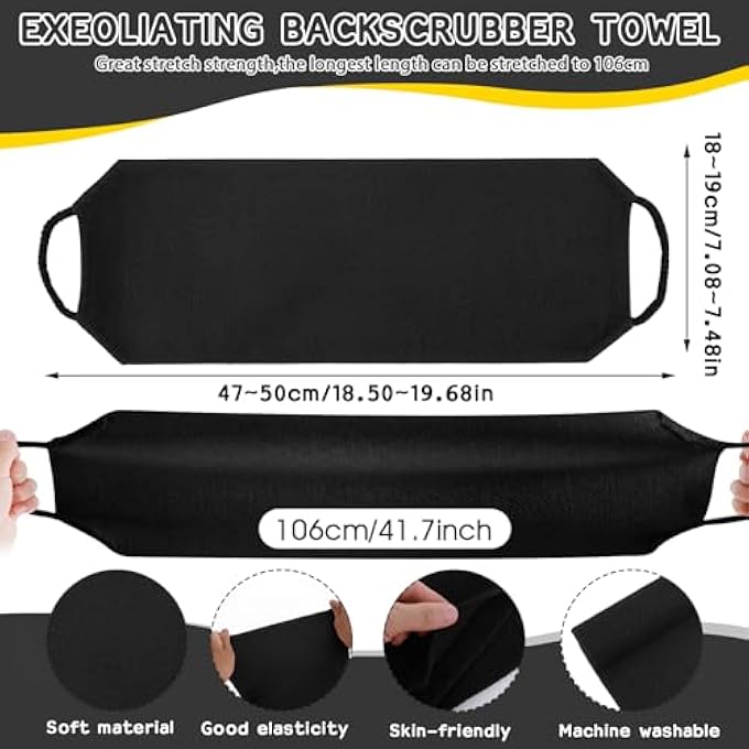 Sibba 3 Pcs Exfoliating Body Scrubber Bath Gloves Set Back Scrubber Shower Towel Double Sided Bath Gloves for Exfoliator, Back Washer for Body Scrub, Remove Dead Skin - Image 2